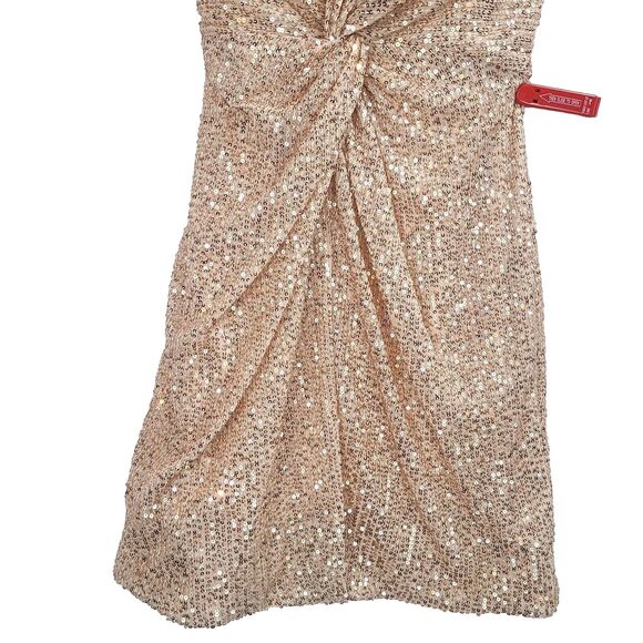 New MAC DUGGAL Rose/Gold Front Twist Plunging Sequined Mini Dress Wm's (4) $278 - Picture 7 of 13
